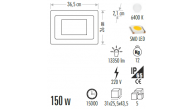 Cata 150W Ultra Slim Led Projektör Smd CT-4662
